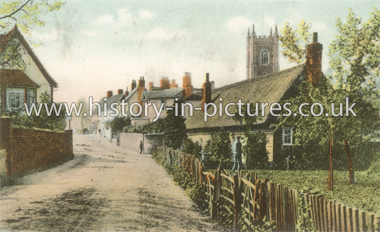 Mill Lane and St Mary's Church, Dedham, Essex. c.1910